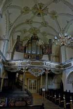 Schleiz, die Orgel der Bergkirche wurde 2004-07 neu gebaut unter Beibehaltung des historischen Gehäuses, Mai 2012