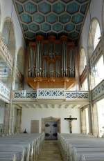 Naila, Blick zur Orgelempore in der evangelischen Pfarrkirche, Mai 2012