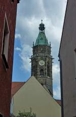 Roth, Blick zum Turm der evangelischen Kirche, Mai 2012