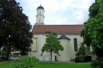 Langenargen am Bodensee, die katholische Pfarrkirche St.Martin, die Barockkirche wurde erbaut von 1718-21, Aug.2012