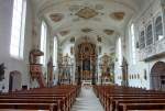 Langenargen, der Innenraum der Pfarrkirche St.Martin, Aug.2012