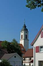 Kisslegg, Blick zur Pfarrkirche, Aug.2012