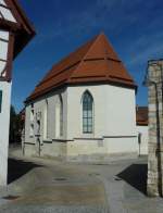 Ehingen, die Kirche des Heilig-Geist-Spitals, im sptgotischen Stil um 1408 erbaut, Aug.2012