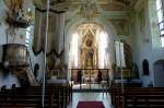 Pfullendorf, der Innenraum der Wallfahrtskirche  Maria Schrey  im Stile des Rokoko, Aug.2012