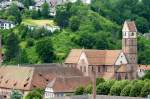 Alpirsbach, Blick auf das ehemalige Benediktinerkloster und die Kirche im romanischen Stil, Baubeginn war 1099, Juni 2012