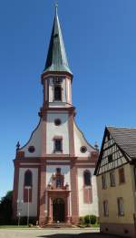 Kappel-Grafenhausen, die Katholische St.Jakobus-Kirche in Grafenhausen, erbaut 1787-89, Mai 2013