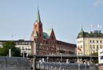 Hamburg - oberhalb der Landungsbrcken die  Schwedische Gustav-Adolf-Kirche  - 12.07.2013