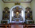 Herbolzheim, Blick zu den Altren in der Wallfahrtskirche  Maria im Sand , Juli 2014