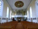 Rheinhausen, Blick zur Orgelempore in der Kirche St.Ulrich, Juli 2014