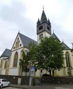 Lahnstein, die katholische Pfarrkirche St.Martinus, geht zurck auf das 12.Jahrhundert, Sept.2014