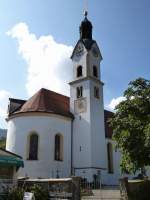 Bad Kohlgrub, die katholische Pfarrkirche St.Martin, geht zurck auf das 14.Jahrhundert, Sept.2014