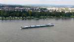 Koblenz, Blick aus der Seilbahngondel hoch ber dem Rhein auf die nrdlichen Stadtteile von Koblenz, Sept.2014