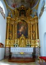 Garmisch-Partenkirchen, der Altar in der Wallfahrtskirche St.Anton, Aug.2014