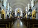 Rastatt, Blick in den Kirchenraum der Stadtkirche St.Alexander, April 2015