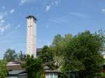 Weil am Rhein, der freistehende Glockenturm der 1956 eingeweihten Johanniskirche, Mai 2015