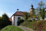 Tutschfelden, in der Vorbergzone des Schwarzwaldes, die 1806-08 errichtete evangelische Kirche ist der erste Kirchenbau des berhmten Architekten Friedrich Weinbrenner, Okt.2015 