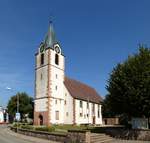 Steinen, die evangelische Kirche St.Peter aus dem 18.Jahrhundert, Sept.2016