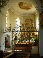 St.Mrgen, Blick in die Josephskapelle an der Sdseite der Pfarr-und Wallfahrtskirche, Juli 2015