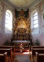 St.Mrgen, Blick in die Gnadenkapelle an der Nordseite der Pfarr-und Wallfahrtskirche, Juli 2015