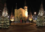 Martin-Luther-Kirche in Bad Neuenahr, abends whrend der Adventszeit - 10.12.2017