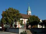 Wyhl, die katholische Barockkirche St.Blasius, eingeweiht 1765, Sept.2018