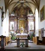 Ebringen im Markgrflerland, St.Gallus-Kirche, Chorraum mit Hochaltar aus dem 18.Jahrhundert, Jan.2020