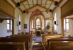 Bickensohl, Blick zum Altar in der evangelischen Kirche, Mrz 2020