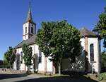 Schutterzell, Kirche St.Michael, zur Zeit die einzige Simultankirche in Baden, wird seit Bestehen 1862 von beiden Konfessionen genutzt, April 2020
