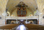 Friesenheim, Kirche St.Laurentius, Blick zur Orgelempore, April 2020