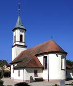 Mllen, OT von Neuried in der Ortenau, die katholische Pfarrkirche St.Ulrich, 1741 barock erweitert und erneuert, Mai 2020