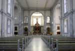 Schuttern, Blick zum Altar in der kath.Pfarrkirche, April 2020