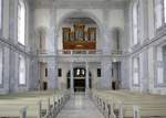 Schuttern, Blick zur Orgelempore in der kath.Pfarrkirche, April 2020