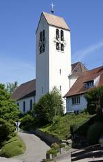 Rammersweier, Pfarrkirche Herz-Jesu, der Glockenturm wurde 1958-59 erbaut, Juni2020
