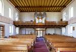 Eckartsweier, Blick zur Orgelempore in der evangelischen Kirche, Mai 2020