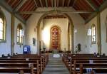 Kork, Blick zum Altar in der Herz-Jesu-Kirche, Aug.2020