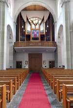 Todtnau, Blick zur Orgelempore in der Kirche St.Johannes der Tufer, Juli 2020