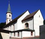 Zell im Wiesental, die katholische Stadtpfarrkirche St.Fridolin, erbaut 1818-20, Juli 2020