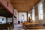 Wollbach, Blick zum Altar in der evangelischen Kirche, Sept.2020