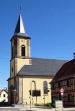 Fessenheim im Oberelsaß, die katholische Barockkirche St.Kolumba, erbaut 1774, Juni 2013 