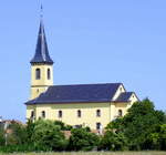 Heiteren im Oberelsaß, die katholische Kirche St.Jakobus der Ältere, erbaut 1866, Juli 2021