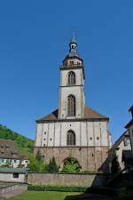 Andlau im Elsa, die ehemalige Abteikirche St.Peter und Paul des im 11.Jahrhundert gegrndeten Klosters, Ende des 17.Jahrhunderts umgestaltet, Mai 2011