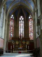 Rufach (Rouffach), der neugotische Flgelaltar in der Maria-Himmelfahrt-Kirche, Juni 2013