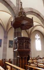 Dessenheim, die Kanzel in der Kirche St.Leodegar, Juli 2013