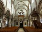 Dessenheim, Blick zur Orgelempore in der St.Leodegar-Kirche, die Rinckenbachorgel wurde 1901 eingebaut, Juli 2013