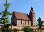 Blotzheim, die Kapelle  Unserer Lieben Frau von der Eiche , der Turm stammt von 1494, das Kirchenschiff von 1629, Aug.2015