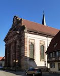 Rosheim, die monumentale, klassizistische Eingangsfassade der katholischen Stefanskirche, Sept.2015