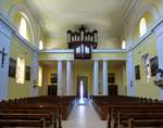 Heiteren, Blick zur Orgelempore in der Kirche St.Jakobus, Aug.2016