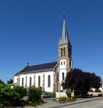 Horburg-Weier (Horbourg-Wihr), die katholische Kirche Maria Himmelfahrt, Juli 2016