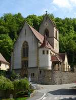 Pfirt (Ferrette), die katholische Kirche St.Bernhard von Menton, seit 1902 historisches Monument, Mai 2017