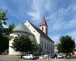 Habsheim, Blick von Osten auf die Kirche St.Martin, Juli 2017